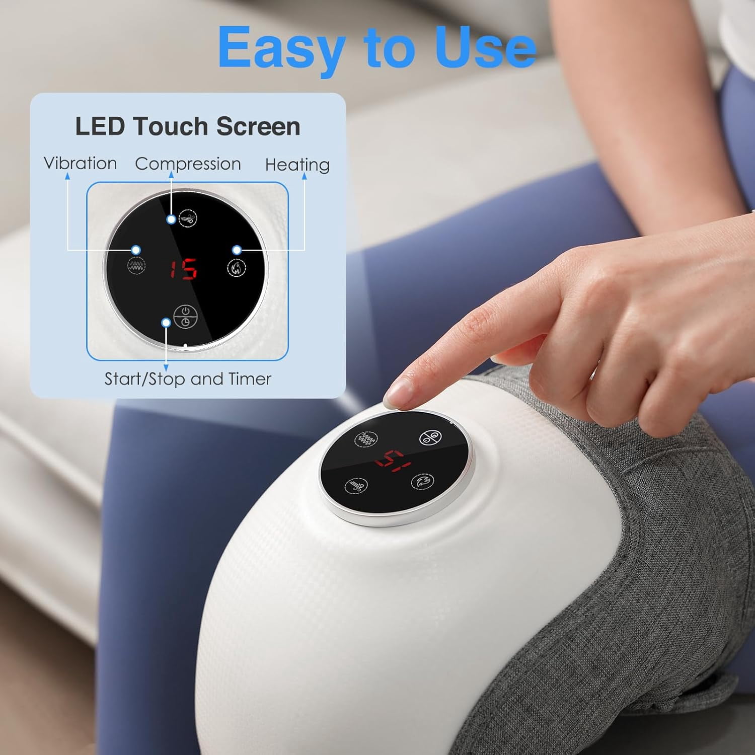 3 in 1 Foot Massager, Rechargeable Ankle and Heel Massager, Foot Massagers for Pain Relief and Blood Circulation, Portable Cordless Therapy Device with 3 Levels Vibration & 3 Heat Settings, 1 Pack