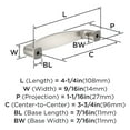 thumbnail image 3 of Amerock Franklin 3-3/4 inch Center-to-Center Satin Nickel Cabinet Pull, 10 Pack, 3 of 4