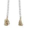 thumbnail image 4 of DecMode White Wood Bohemian Garland Décor with Geometric Bead Details and Cream Cotton Tassel, 80"L, 4 of 7