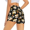 thumbnail image 3 of Bixox Women's Cat Skulls and Flowers pattern 2 in 1 Running Shorts - Lightweight Athletic Workout Gym Yoga Shorts Liner with Pockets - X-Large, 3 of 7