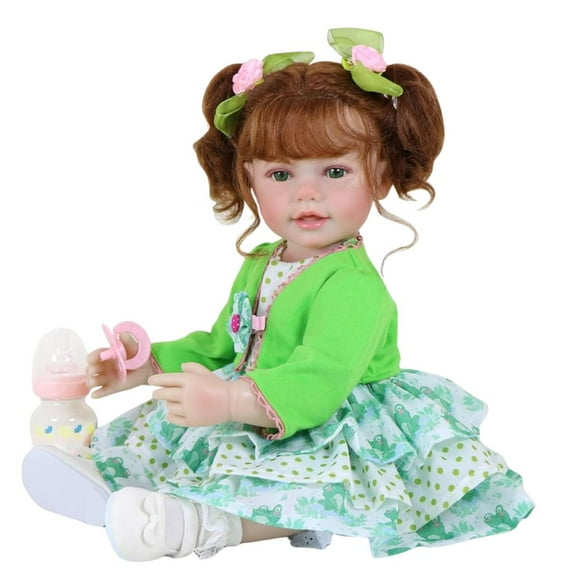 “Froggy Girl” – Muñeca Reborn Realista de 22” con Cabello Rojo Enraizado, Ojos Verdes y Cuerpo Completo de Vinilo