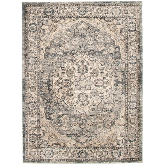 eCarpetGallery Modern Living Room Area Rug, 5'3" x 7'3", Blue, Ivory, Oregon Tabriz