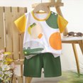 thumbnail image 2 of TOWED22 Toddler Infant Baby Girls Boys Clothes 2pcs Outfit Vibrant Graphic Short Sleeve T-Shirt Top and Shorts Set with Pockets(Dark Green,9-18 M), 2 of 4