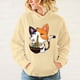 thumbnail image 2 of Sudadera con capucha y estampado de gato Ramen para mujer, moda de otoño, para deportes de ocio, 2 of 5