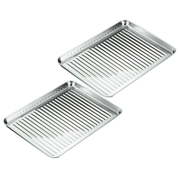 Anti-stick Baking Pan Food Oven Toaster Stainless Steel Sheets Carbon Roast Cookie Pans for 2 Pcs