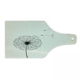 thumbnail image 1 of Dandelion Cutting Board, Flying Flower and Blossom Fragility and Growth Inspired by Nature, Decorative Tempered Glass Cutting and Serving Board, Wine Bottle Shape, Black and Beige, by Ambesonne, 1 of 1