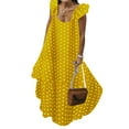 thumbnail image 1 of Plus Size Dress For Women Casual Loose Bohemian Flared Sundress Polka Dot Dresses Ruffled Strap Long Maxi Summer Beach Swing Dress, 1 of 2