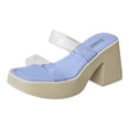 thumbnail image 1 of Bmisegm Ladies Summer Coloured Transparent Soft Bottom Outside Wear Thick Heel High Heel Big Size Sandals Slippers High Heels Womens Sandals Summer Blue 7.5, 1 of 9