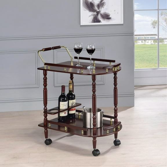 And Brass Serving Cart With Spacious Top Shelf Wine Bottle Storage Rich For Entertaining