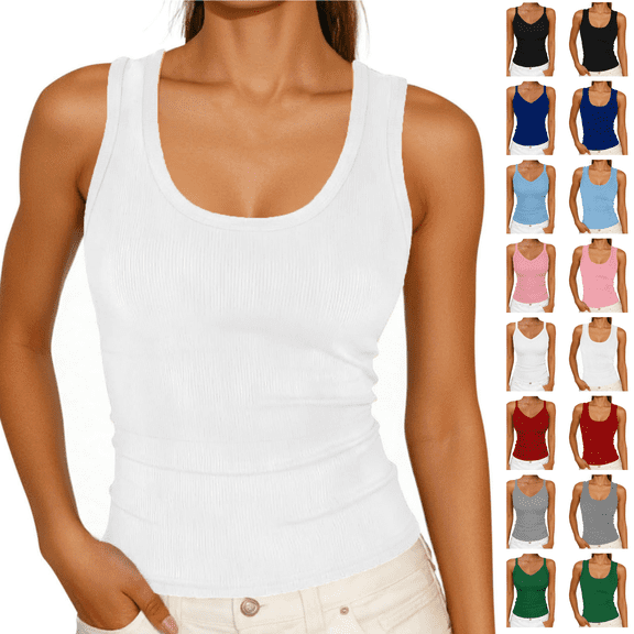 Utoimkio Women’s Casual Sleeveless Tank Tops Summer Slim Fit Cami T Shirts Loungewear for Daily Wear Size S-XXL