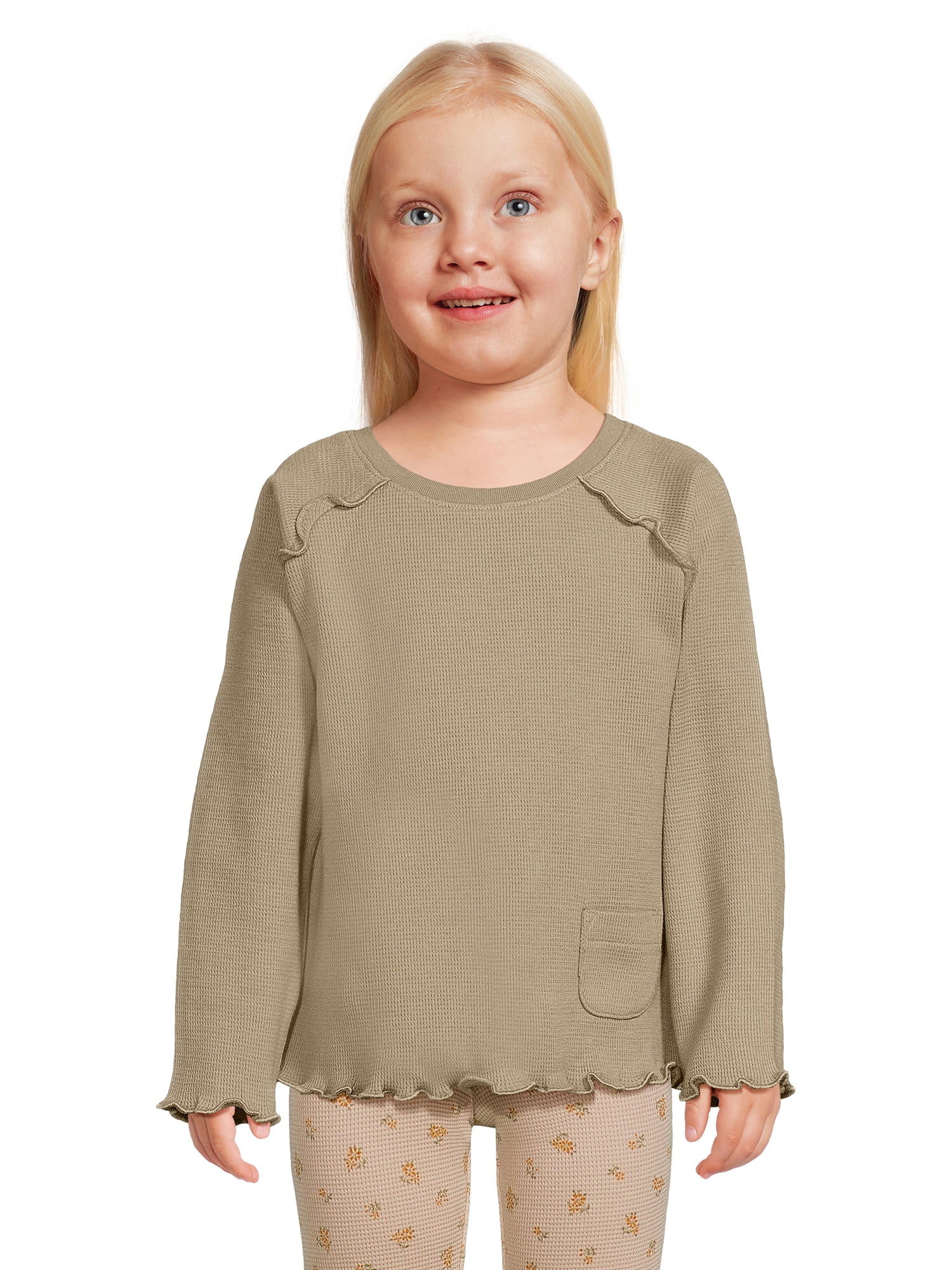 easypeasy Toddler Girl Long Sleeve Pocket TShirt, Sizes 12 Months5T