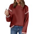thumbnail image 1 of Kogui Pulls pour Femmes Graphiques Pulls Chauve-Souris Oversize pour Femmes Tenues Automne 2025 Tendance Col Rond Tricoté Fente Latérale Mode Chandail Tops (Rouge, P), 1 of 4