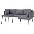 thumbnail image 1 of Outsunny 3 Pieces Wicker Patio Furniture Sofa Set with Steel Table, Grey, 1 of 10