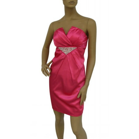 Faship Pink Strapless Beaded Cocktail Formal