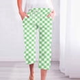 thumbnail image 2 of Besolor Womens Capri Pants Plaid Elastic Waist Straight Leg Pants Drawstring Casual Plus Size Lounge Trouser with Pockets, 2 of 5