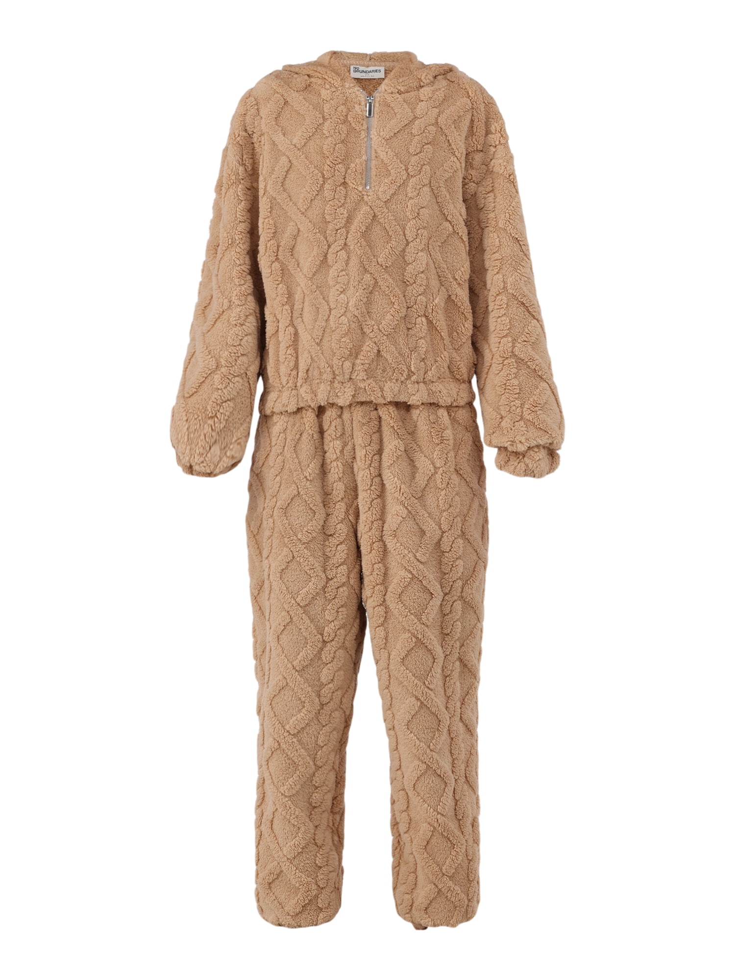 No Boundaries Embossed Fleece Hoodie & Joggers Set, 2-Piece, Women's