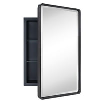TEHOME Farmhouse Oil Rubbed Bronze Medicine Cabinet, 16x24 Inches, Recessed, Beveled Mirror