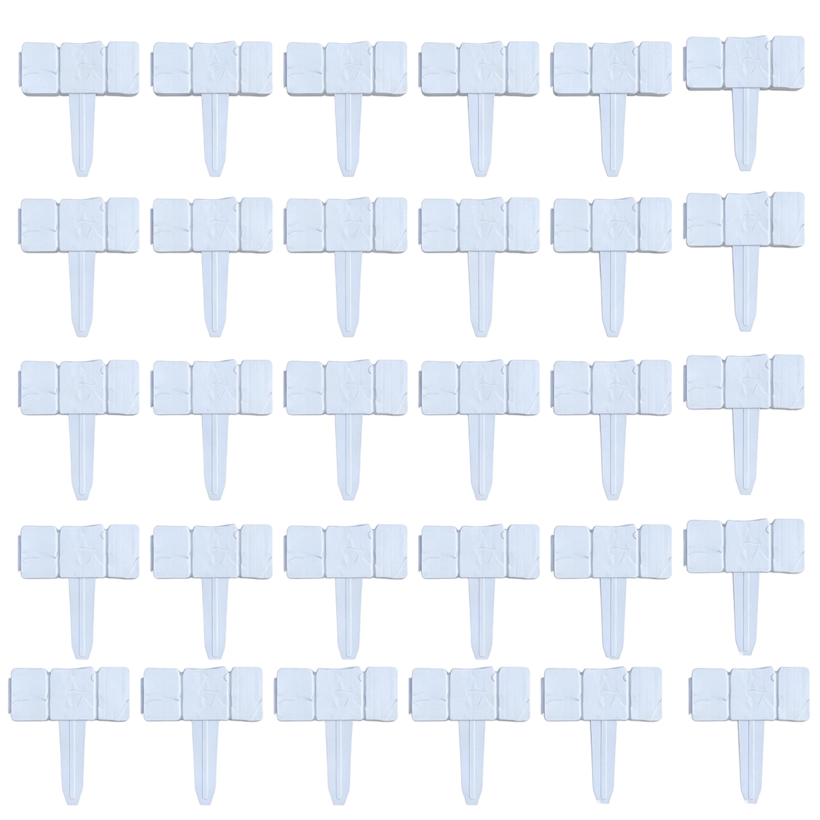 30PCS Imitation Stone Garden Fence, No Dig Plastic Lawn Edging Border, Stone Textured Landscape Divider for Yard Pathway White