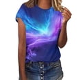 thumbnail image 4 of Womens Galaxy Print T-Shirt Space 3D Graphic Tee Short Sleeve Crew Neck Soft Casual Top for Women Plus Size Available,Size XL, 4 of 6
