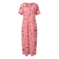 thumbnail image 5 of Kcodviy Robe de Nuit Quotidienne à Manches Courtes pour Femmes, Imprimé d'Étoiles, Décontractée, Inclinée, à Boutons, Robe de Nuit pour Femmes, Épaule, Maxi, Robe de Sommeil, 5 of 5