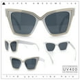 thumbnail image 2 of Luxe Oversized Horned Rectangular Cat Eye Glitzy Fashion Sunglasses White - Black, 2 of 8