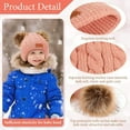 thumbnail image 3 of Kids Winter Pompom Hat Knitted Ski Beanie Hat Double Pom Beanie Cap for Girls Boys, for 1-3 Years Old, 3 of 6