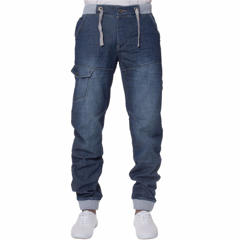 mens elastic waist denim jeans
