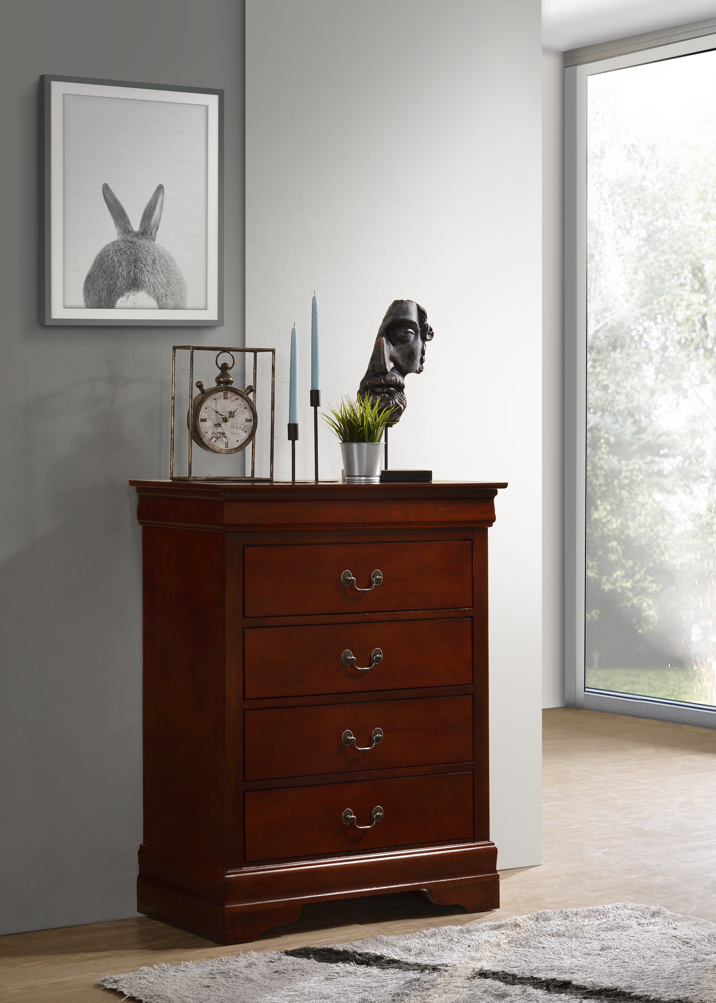 Glory Furniture Louis Phillipe Chest in Cherry Color