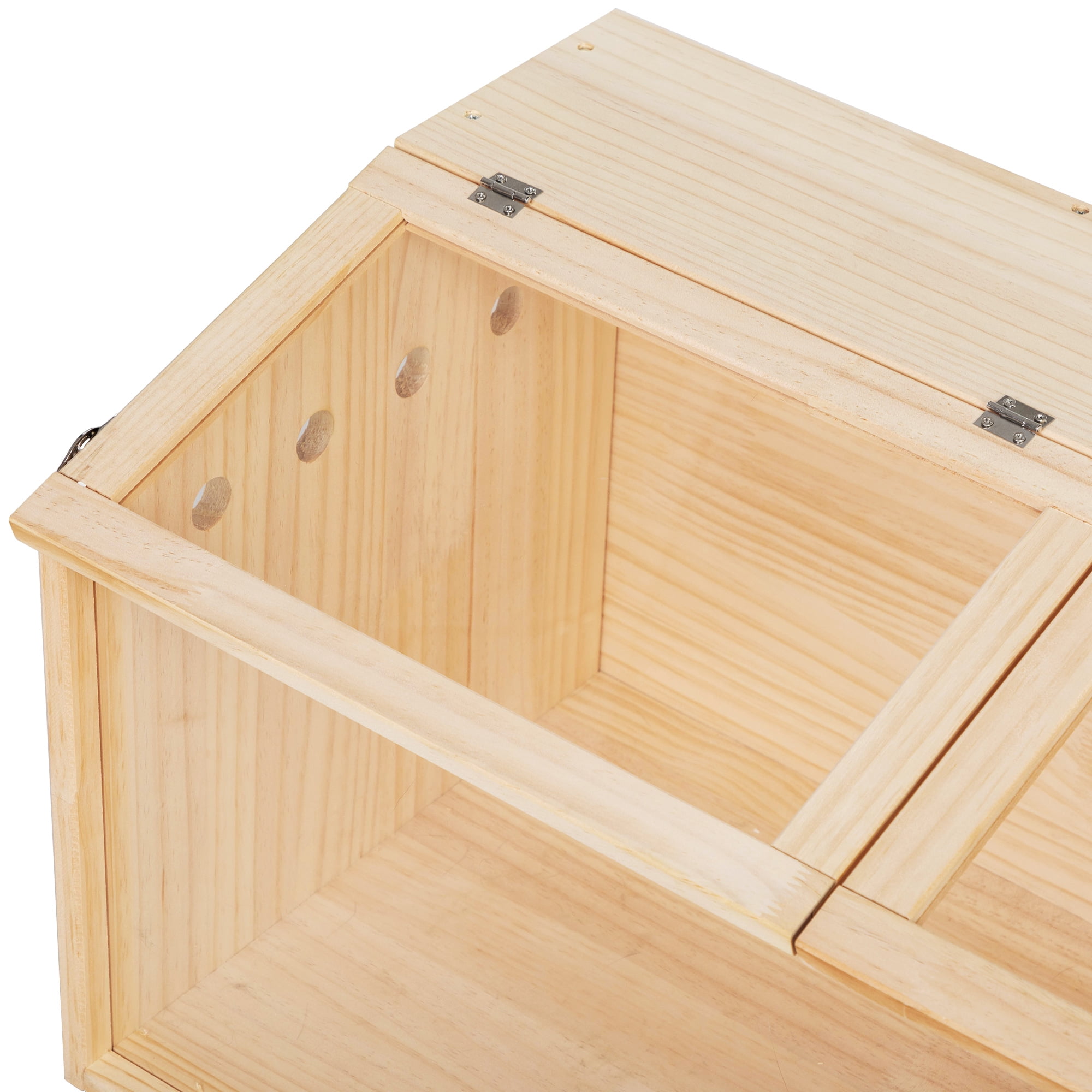 E-Western Middle Transparent Wooden Hamster Cage Small Animal Habitat Hutch for Large Siberian Hamsters Gerbils Rabbits Natural
