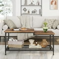 thumbnail image 4 of IdeaHouse Coffee Table Industrial Living Room Table 2-Tier Rustic Center Table with Mesh Shelf Rectangle Storage Cocktail Table Metal Frame, Easy to Assemble, Rustic Brown, 4 of 8