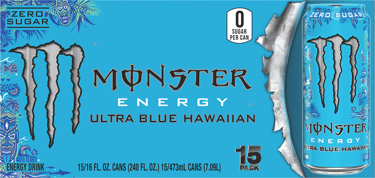Monster Energy Ultra Blue Hawaiian 15 Pack - 16 Fl Oz