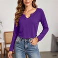 thumbnail image 2 of SROBPTY Womens Fall Top Solid V-Neck Long Sleeve Sport with Ruffle Shirts, 2 of 5