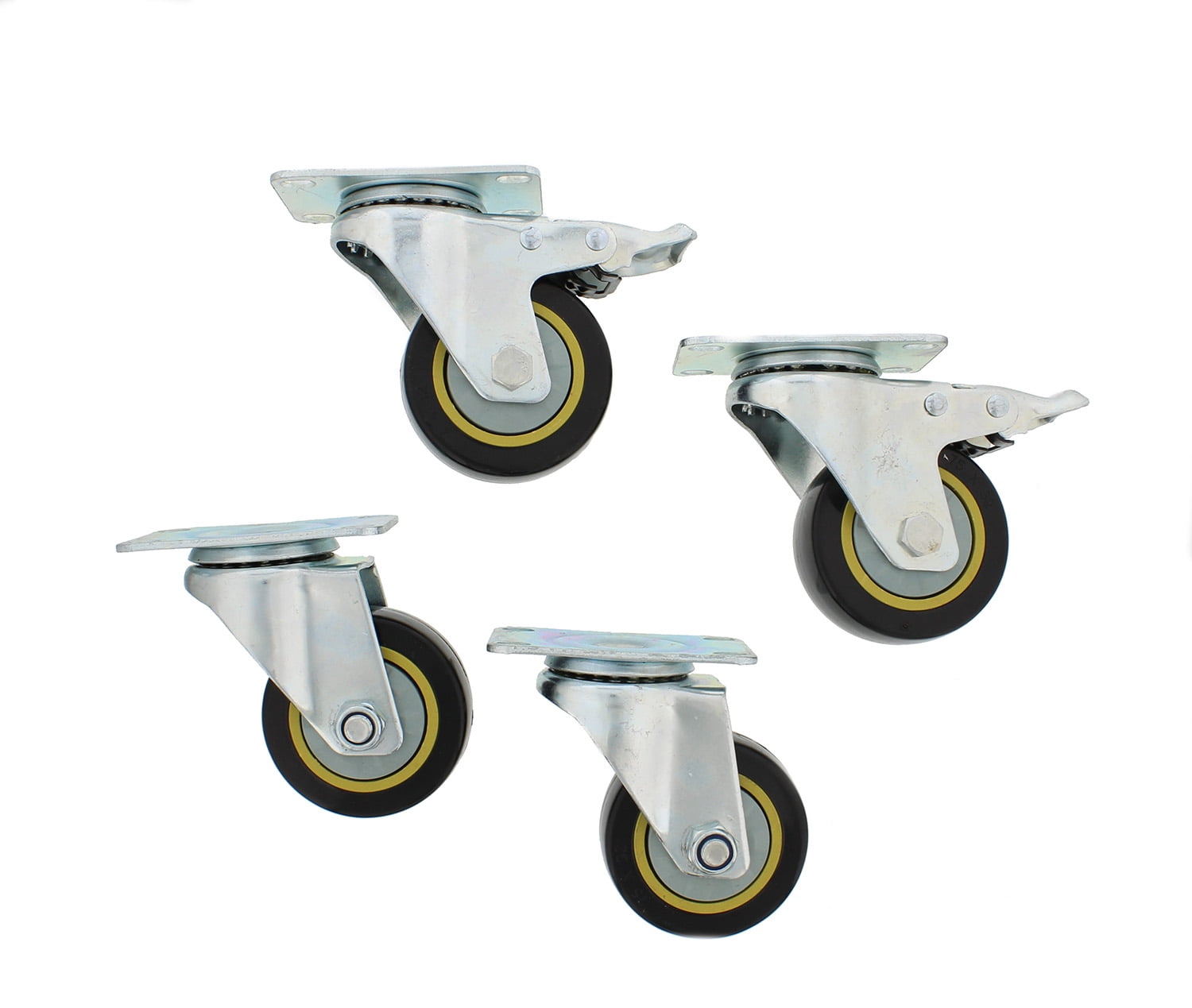 ABN Swivel Plate Caster Wheels 3” Inches Set of 4 Locking Casters for