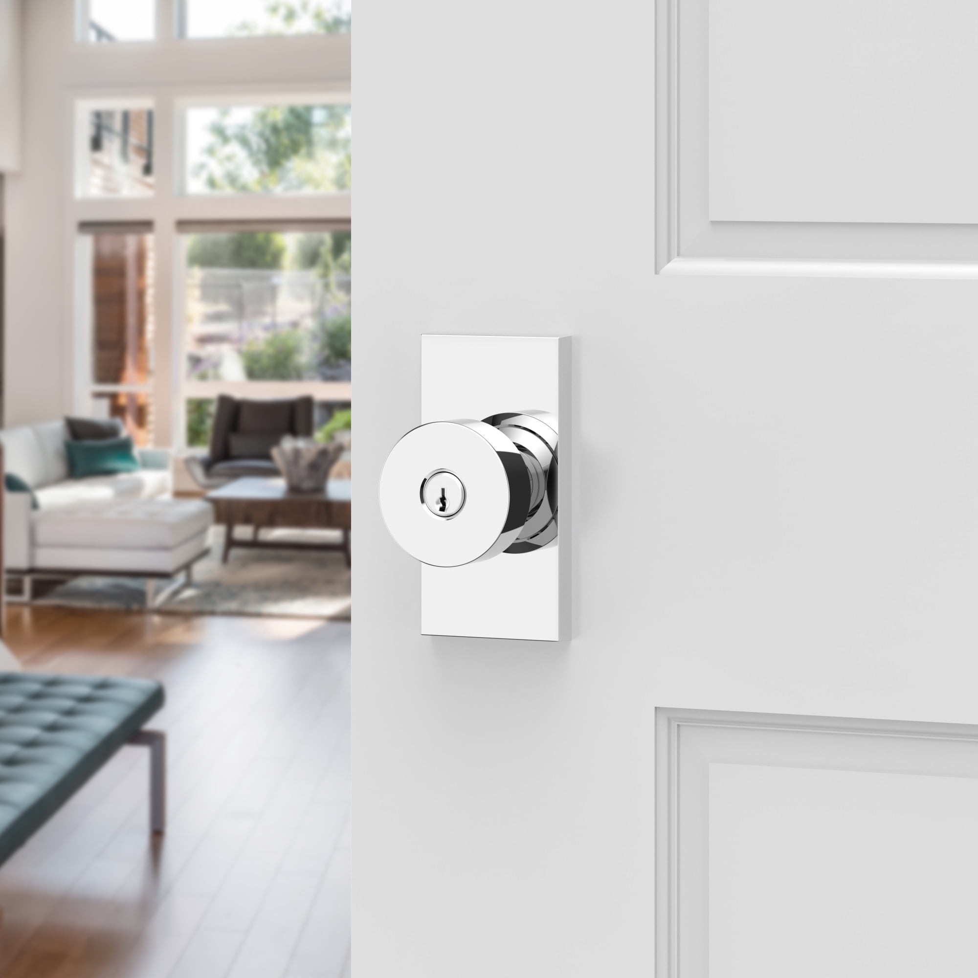 Baldwin ENCONCFR044 Contemporary Single Cylinder Keyed Entry Door Knob Set - Brass