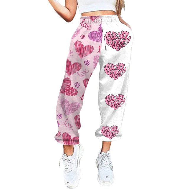 Gibobby pantalones anchos con estampado del Día de San Valentín para mujer S