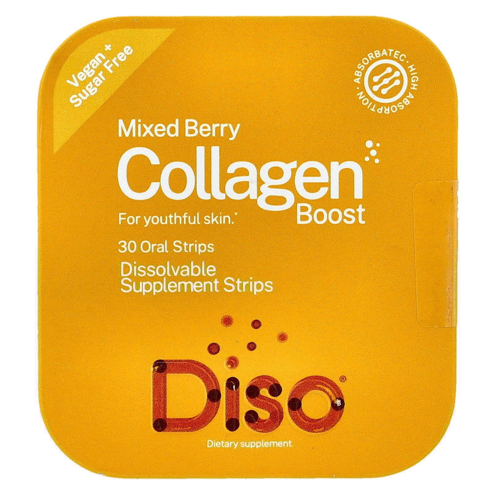 Diso Collagen Boost, Mixed Berry, 30 Oral Strips