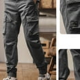 thumbnail image 7 of Cargo Pants for Men Relaxed Slim-Fit Tapered Leg Work Pant with Pockets Casual Solid Color Elastic Waist Athletic Hiking Fishing Trousers, 7 of 7