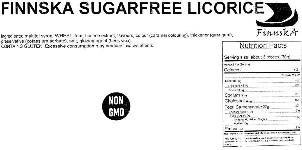 SweetGourmet Finnska Sugar-Free Soft Black Licorice Candy, 2 Pounds