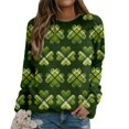 thumbnail image 2 of ASFGIMUJ Women Holiday All Print Round Neck Long Sleeve Four Leaf Hoodless Hoodies Sweatshirt Tops,Size XL, 2 of 5