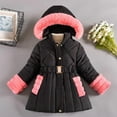 thumbnail image 2 of Edvintorg Girls Winter Coat Fashion Solid Color Thicken Keep Warm Cotton Outerwear Jacket with Detachable Hat 3-12 Years Kids Teenage Girls Jacket, 2 of 3