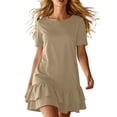 thumbnail image 3 of HBBIKVI Tiered Ruffle T-Shirt Dress for Women Casual Short Sleeve Mini Dress with Relaxed Comfortable Fit for Daily Everyday Vacation Style, 3 of 7