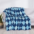 thumbnail image 3 of Yiaed Blue Squares Print Blanket Throw Blanket Soft Cozy Flannel Blanket for Home Bed Sofa Couch Chair-50"x40", 3 of 6