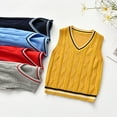 thumbnail image 3 of Toddler Kids Boys Girls School Uniform Cotton Knit Sweater Vest V-Neck Solid Color Pullover Vest Autumn Casual Waistcoat, 3 of 4
