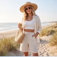 thumbnail image 3 of Evdexr Bermuda Shorts for Women Striped Linen Shorts Summer Knee Length Drawstring Vacation Shorts 2026 Baggy High Waisted Elastic Short Pants L, 3 of 6