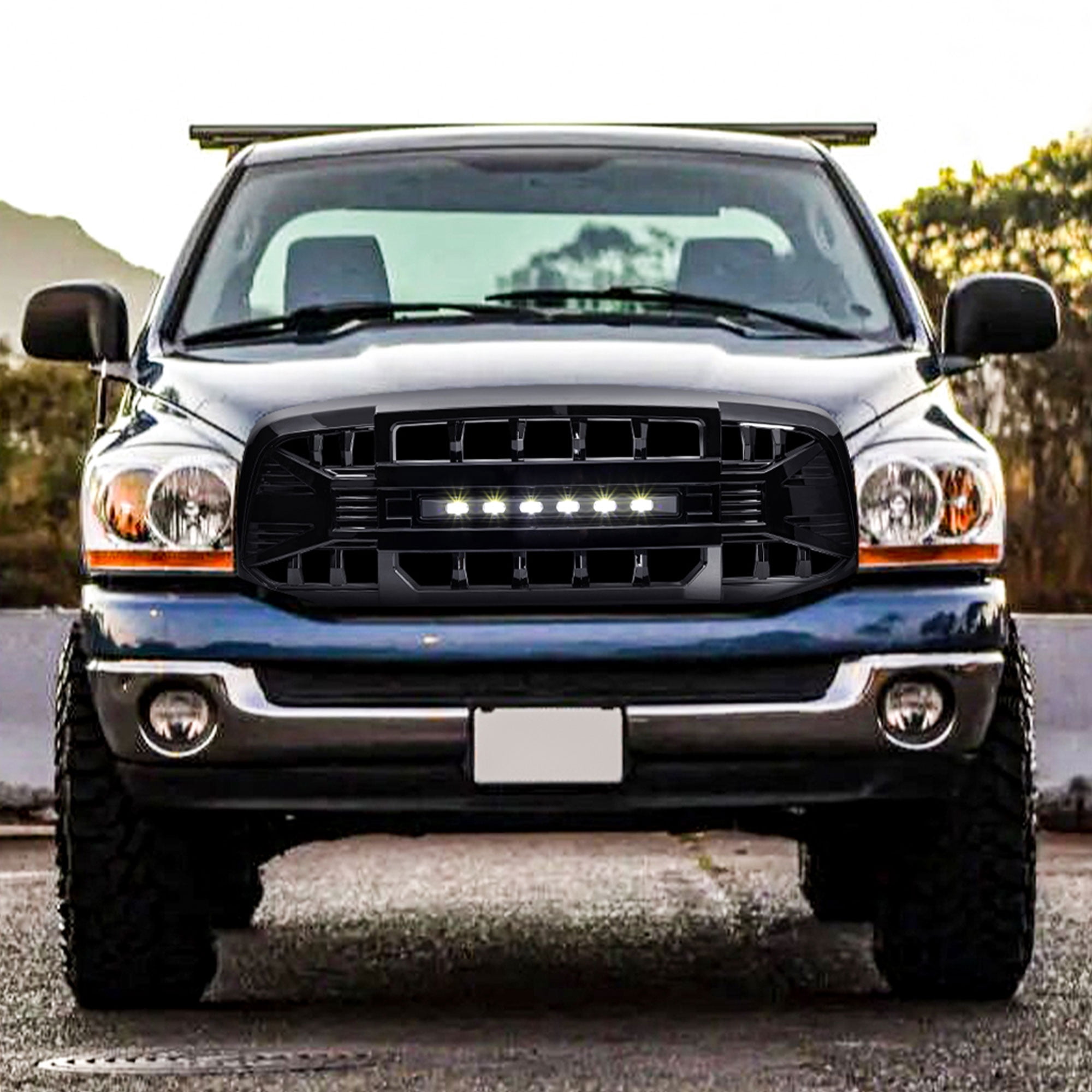 AMERICAN MODIFIED Armor Grille for 2006-2008 Dodge Ram 1500, Glossy Black