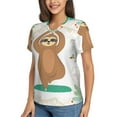 thumbnail image 2 of Honeii Cute Sloth In Yoga Pose Tree Print Women's Classic V-Neck T-Shirt,Womens Fashion Tops,Stylish Everyday Top for Women, Casual Summer Spring Outfits Clothes-Small, 2 of 5