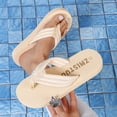thumbnail image 2 of ZQUUVOU Women's Summer Flip Flops Flat Toe Post Comfortable Thong Sandals Beach Casual Slip On House Sandals Beige, 2 of 8