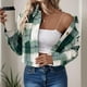 thumbnail image 5 of Prendas y chaquetas informales sin capucha de manga larga para mujer, blusas de manga larga para mujer, prendas de vestir informales con cuello vuelto y botones sin capucha, top de poliéster para muje, 5 of 7