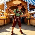 thumbnail image 4 of PLHWHYQ 3 Pcs Boys Oktoberfest Bavarian Set, Short Sleeve Shirt, Suspender Lederhosen Pants & Hat, Kids German Festival Outfit for Themed Party Green-1 1-3 Years, 4 of 7