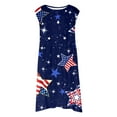 thumbnail image 4 of LUOGENLI Girls Fourth Of July Dresses Size 5/6 Girl's 4Th Of July Sleeveless Dress Cute Patriotic Flag Print A Line Stretchy Comfortable Summer Casual Play Dress for Toddler Kids Navy 130, 4 of 5